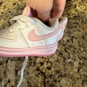 Baby white and pink Air Force ones